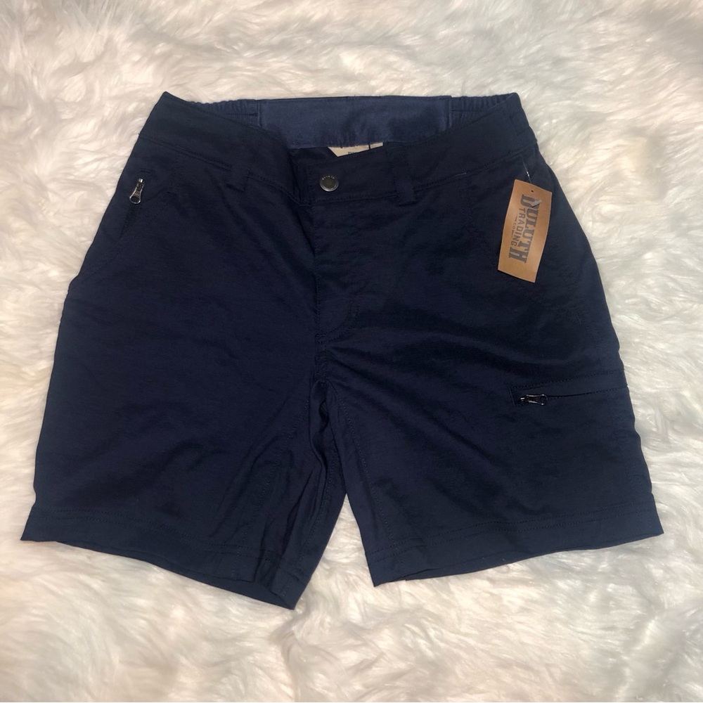 NEW Duluth Trading Co Dry on the Fly Cargo Shorts Women's Size 2 Navy Blue NWT
